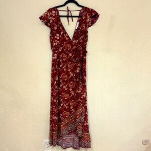 Band of Gypsies Red Floral Maxi Dress